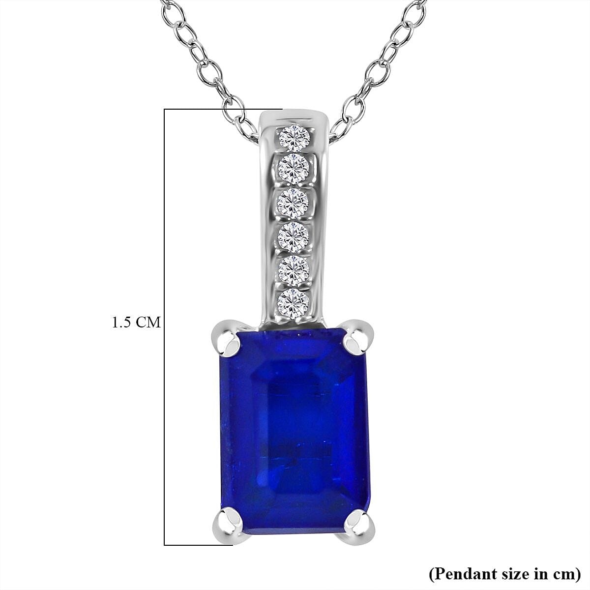 Tanzanian Blue Spinel and Natural Zircon Pendant with Chain (Size-20) in Rhodium Overlay Sterling Silver