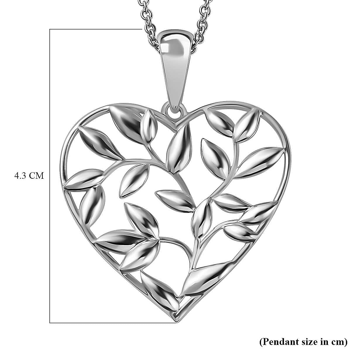 Platinum Overlay Sterling Silver Olive Leaf Pendant with Chain (Size 20), Silver Wt. 9.26 GM