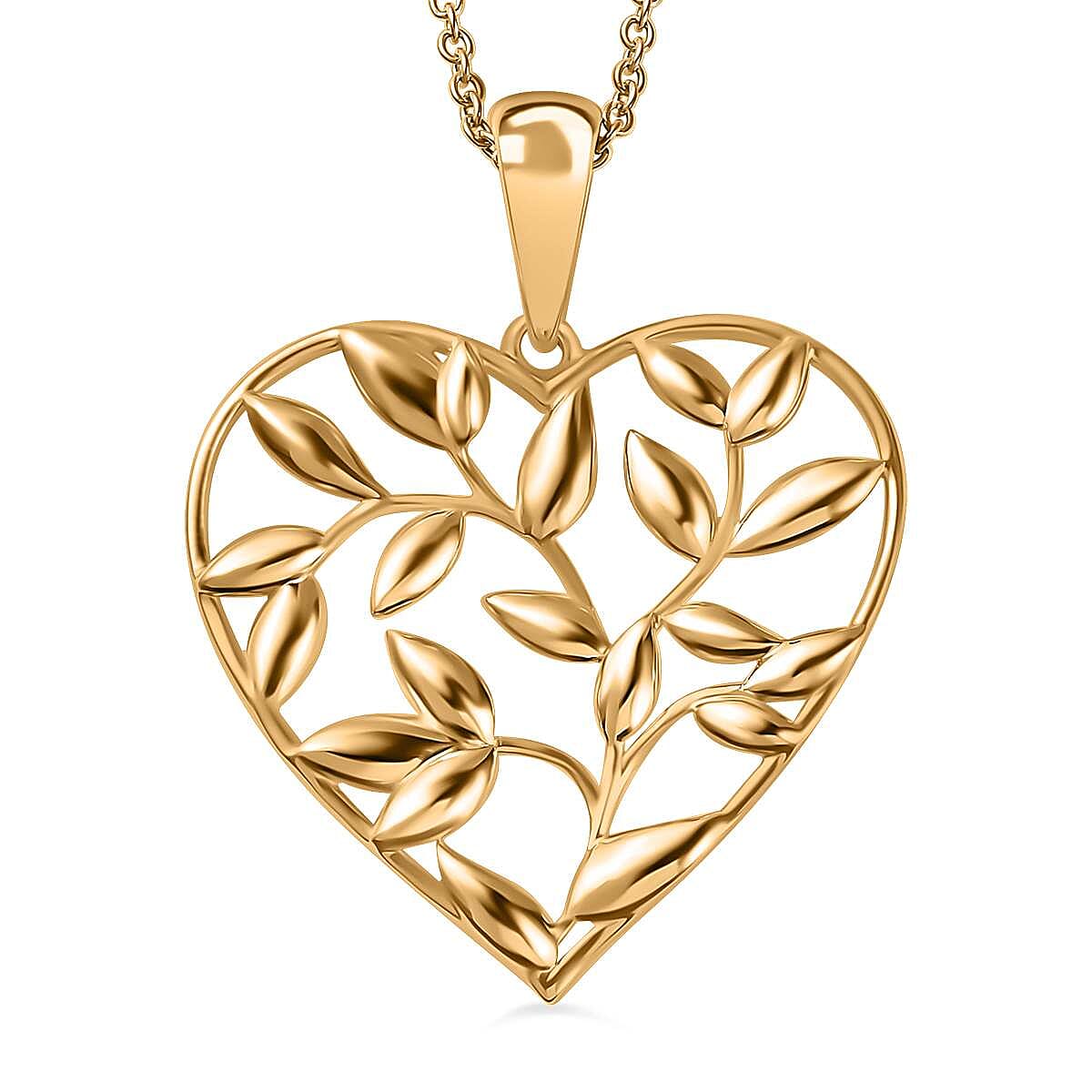 14K Rose Gold Overlay Sterling Silver Betel Leaf Pendant with Chain (Size 20), Silver Wt. 9.26 Gms