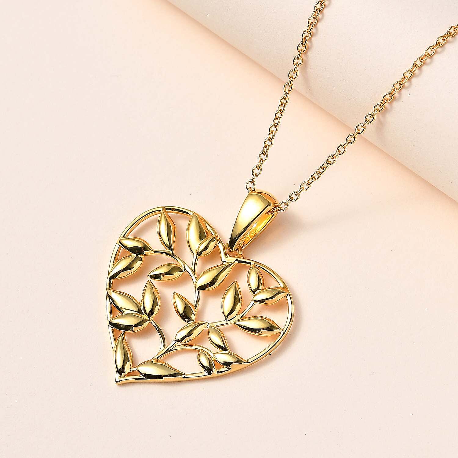 14K Rose Gold Overlay Sterling Silver Betel Leaf Pendant with Chain (Size 20), Silver Wt. 9.26 Gms