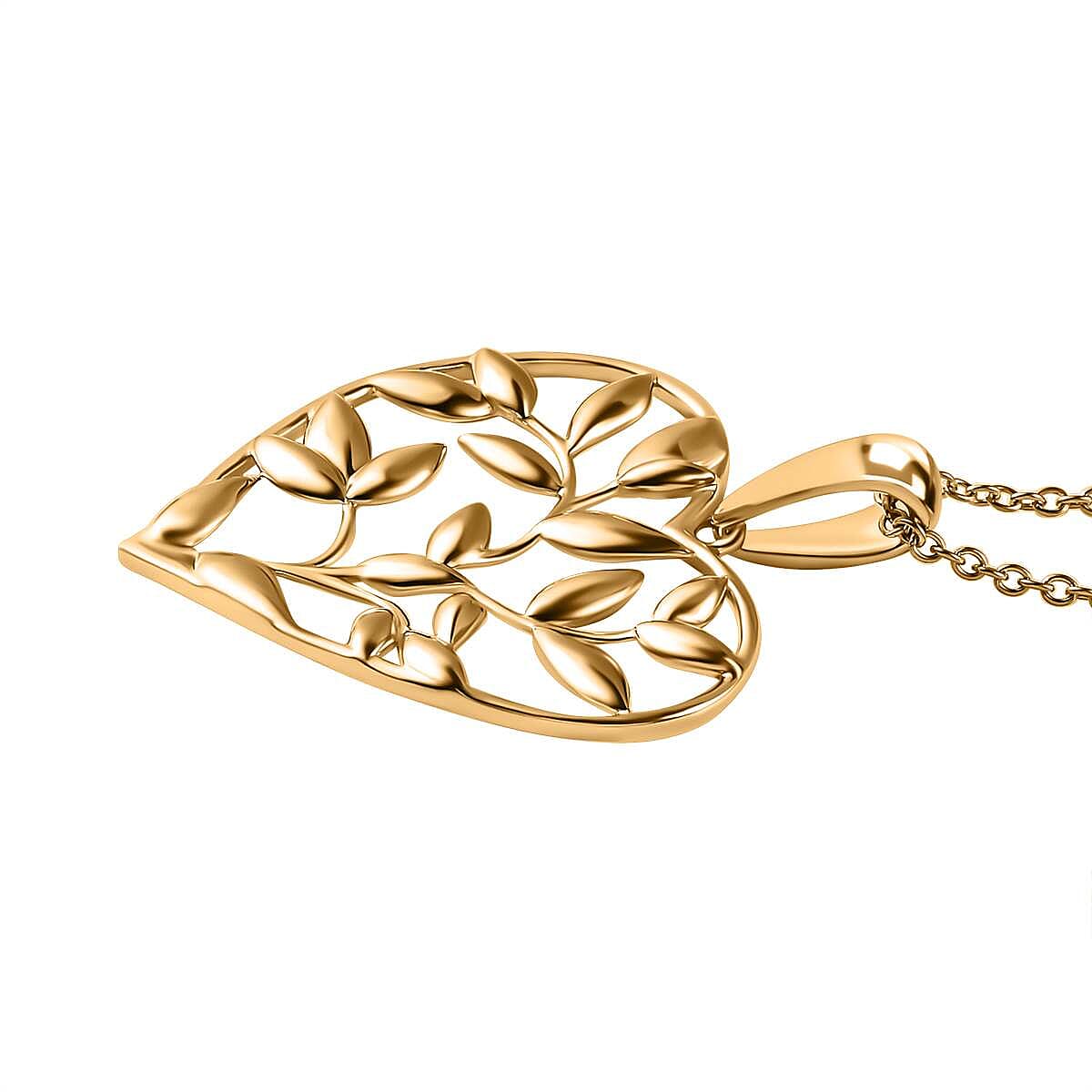 14K Rose Gold Overlay Sterling Silver Betel Leaf Pendant with Chain (Size 20), Silver Wt. 9.26 Gms