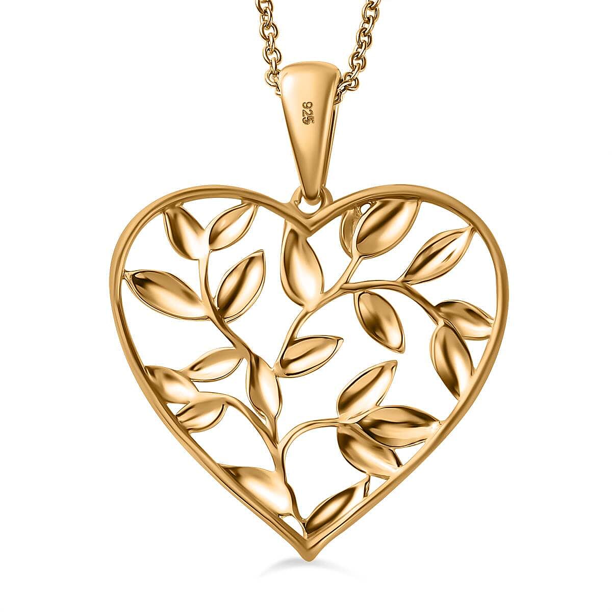14K Rose Gold Overlay Sterling Silver Betel Leaf Pendant with Chain (Size 20), Silver Wt. 9.26 Gms