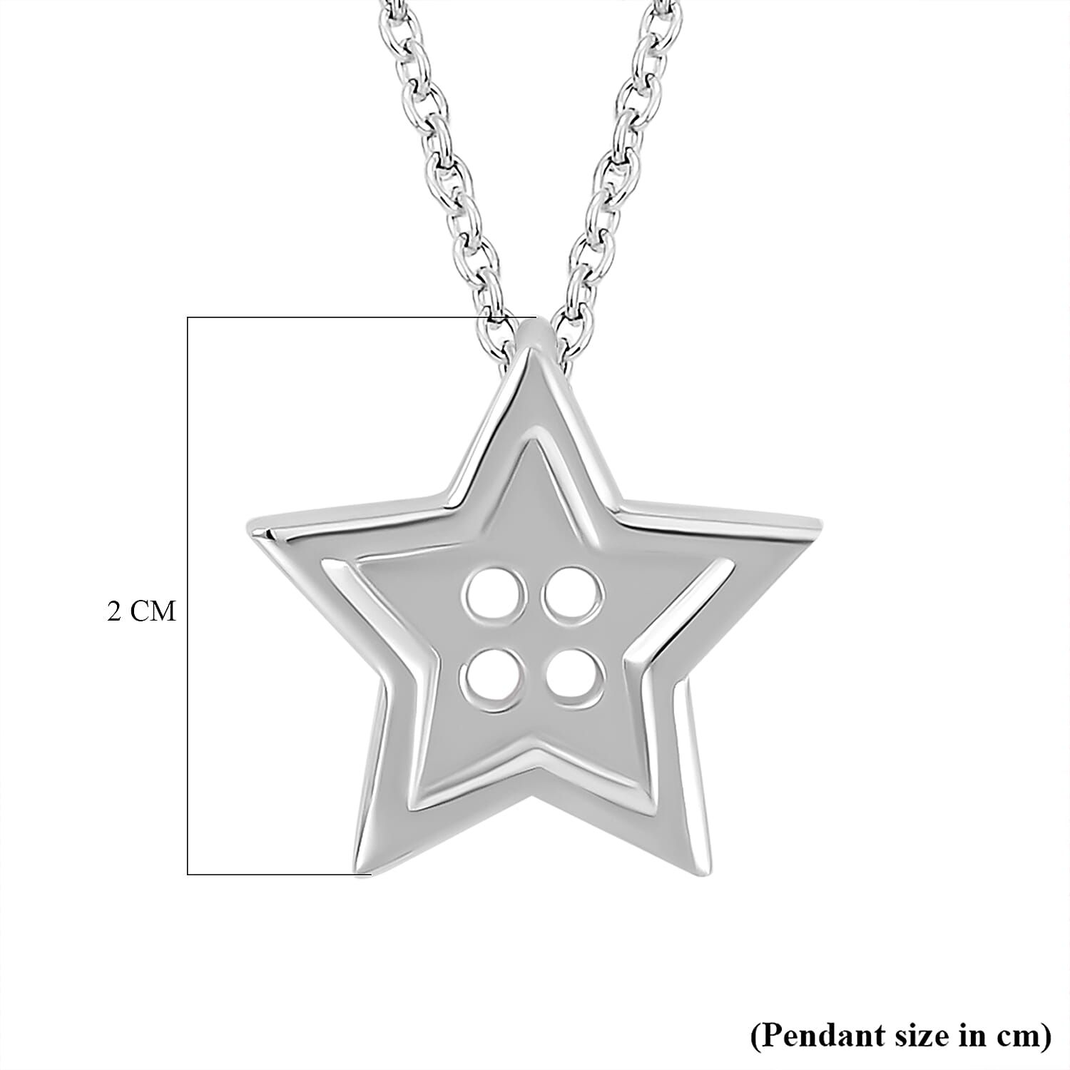 LucyQ Button Collection - Rhodium Overlay Sterling Silver Star Pendant with Chain (Size -18-20),