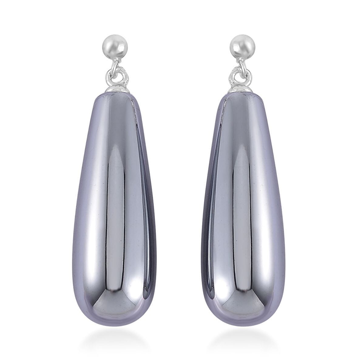 2 Piece Set - Terahertz Tear Drop Earrings & Pendant with Stainless Steel Chain (Size 20) in Rhodium Overlay Sterling Silver