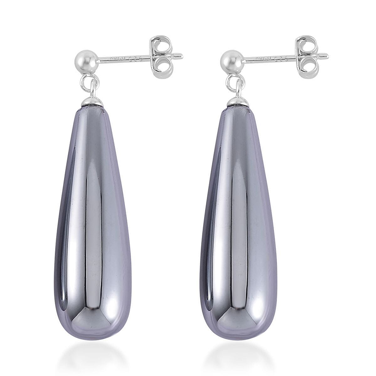 2 Piece Set - Terahertz Tear Drop Earrings & Pendant with Stainless Steel Chain (Size 20) in Rhodium Overlay Sterling Silver