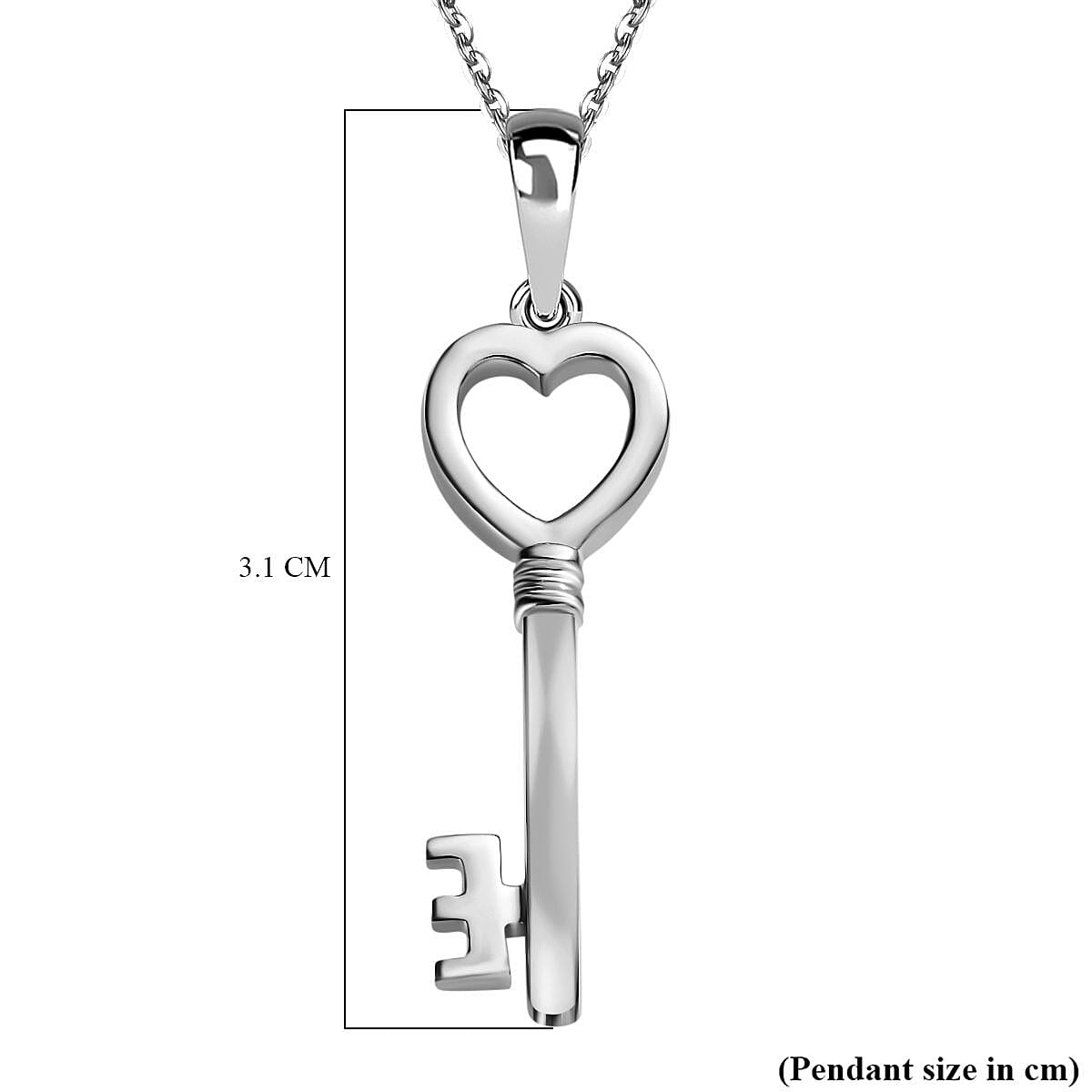 Key Pendant with Chain (Size 20) in Platinum Overlay Sterling Silver Key Pendant with Chain (Size 20) in Platinum Overlay Sterling Silver