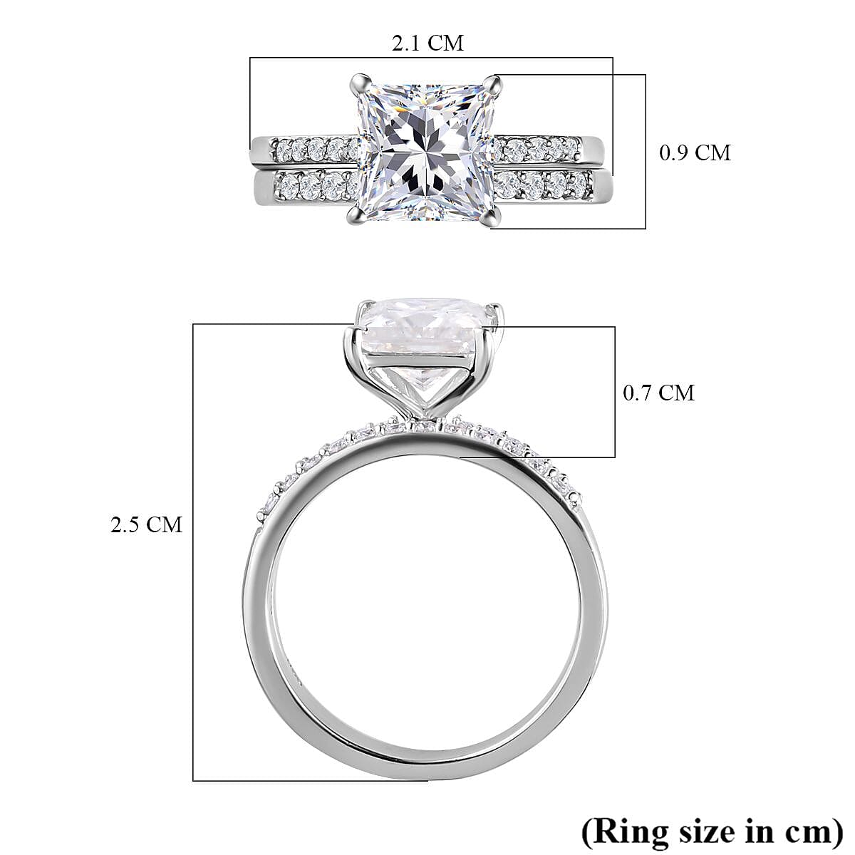 Set of 2 -  Moissanite Stackable Ring in Platinum Overlay Sterling Silver