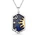 2 Piece Set -  Lapis Lazuli Rope Chain and Fancy Pendant in Two Tone Sterling Silver 23.58 Ct.