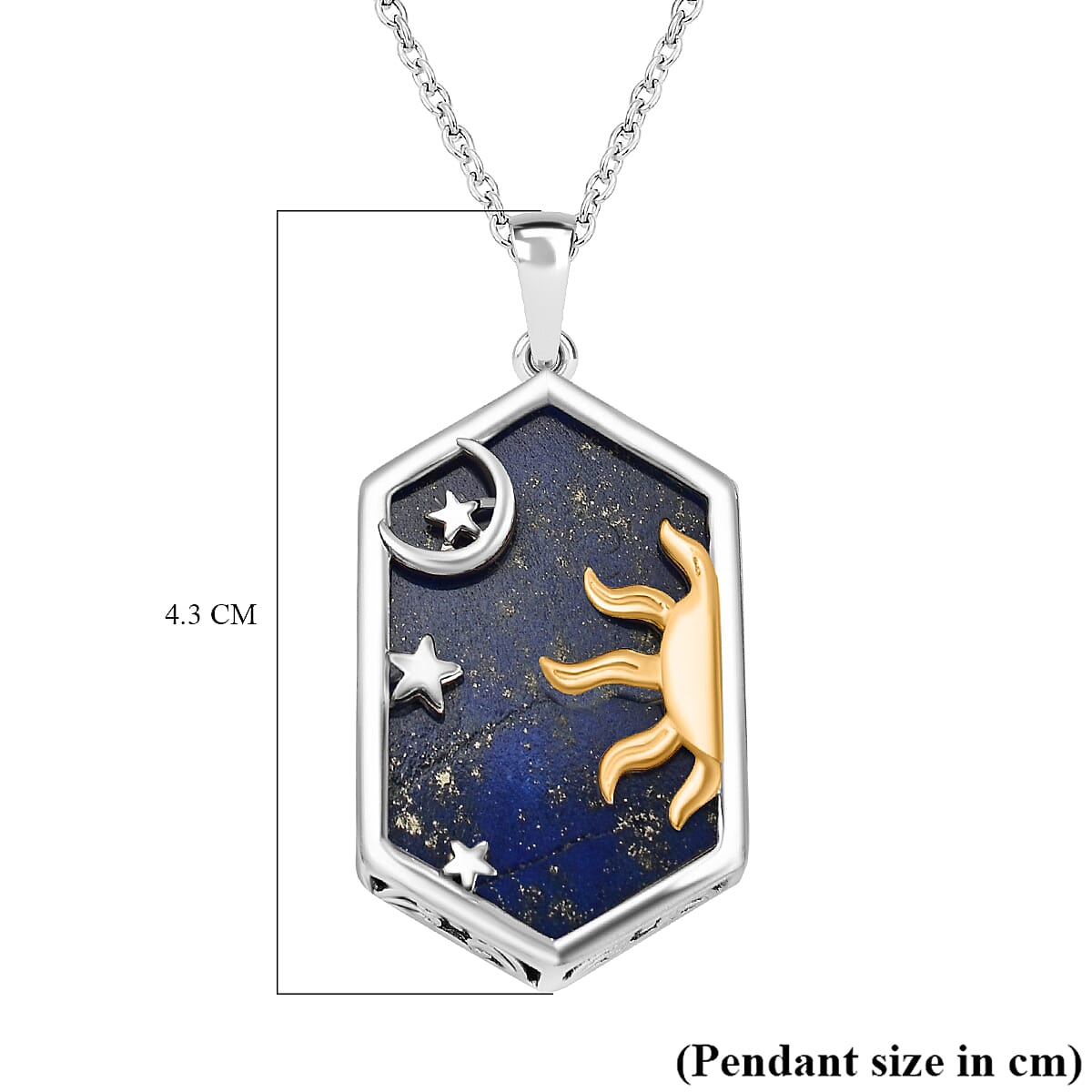 2 Piece Set -  Lapis Lazuli Rope Chain and Fancy Pendant in Two Tone Sterling Silver 23.58 Ct.