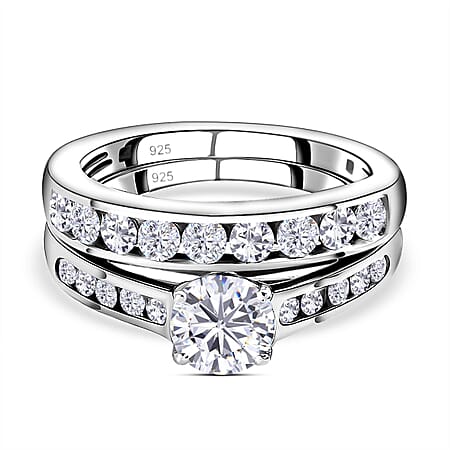 D'Joy Set of 2 - Moissanite Stackable Ring in Platinum Overlay Sterling Silver 1.59 Ct. D'Joy Set of 2 - Moissanite Stackable Ring in Platinum Overlay Sterling Silver 1.59 Ct.