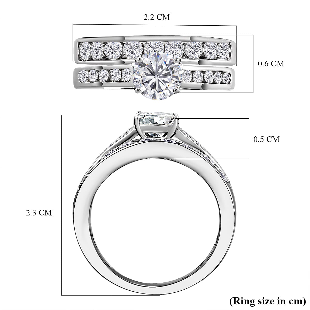 D'Joy Set of 2 - Moissanite Stackable Ring in Platinum Overlay Sterling Silver 1.59 Ct.