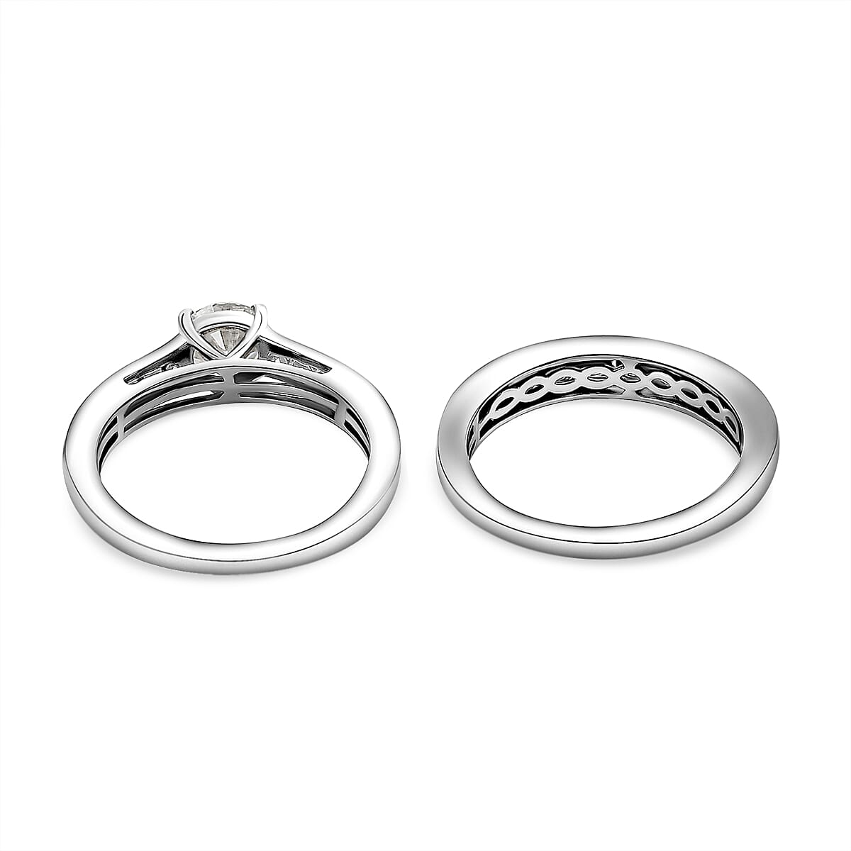 D'Joy Set of 2 - Moissanite Stackable Ring in Platinum Overlay Sterling Silver 1.59 Ct.