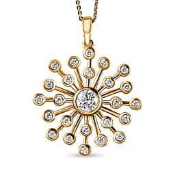 2 Piece Set -  Moissanite Chain ( Size 20)  and Fancy Pendant in Vermeil YG Sterling Silver, Silver Wt. 5.3 Gms  1.490  Ct.