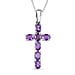 Sleeping Beauty Turquoise Cross Pendant with Chain (Size 20 Inch) in Platinum Overlay Sterling Silver