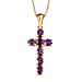 African Amethyst Cross Pendant with Chain (Size 20 Inch) in Vermeil YG Sterling Silver