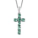 Sleeping Beauty Turquoise Cross Pendant with Chain (Size 20 Inch) in Platinum Overlay Sterling Silver