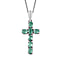 African Ruby Cross Pendant with Chain (Size 20 Inch) in Platinum Overlay Sterling Silver