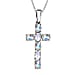 Rainbow Moonstone Cross Pendant with Chain (Size - 20) in 18K Vermeil Yellow Gold Plated Sterling Silver 1.15  Ct.
