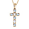 Rainbow Moonstone Cross Pendant with Chain (Size - 20) in Platinum Overlay Sterling Silver 1.15 Ct.