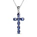 Sleeping Beauty Turquoise Cross Pendant with Chain (Size 20 Inch) in Platinum Overlay Sterling Silver