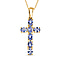 African Ruby Cross Pendant with Chain (Size 20 Inch) in 18K Vermeil Yellow Gold Plated Sterling Silver