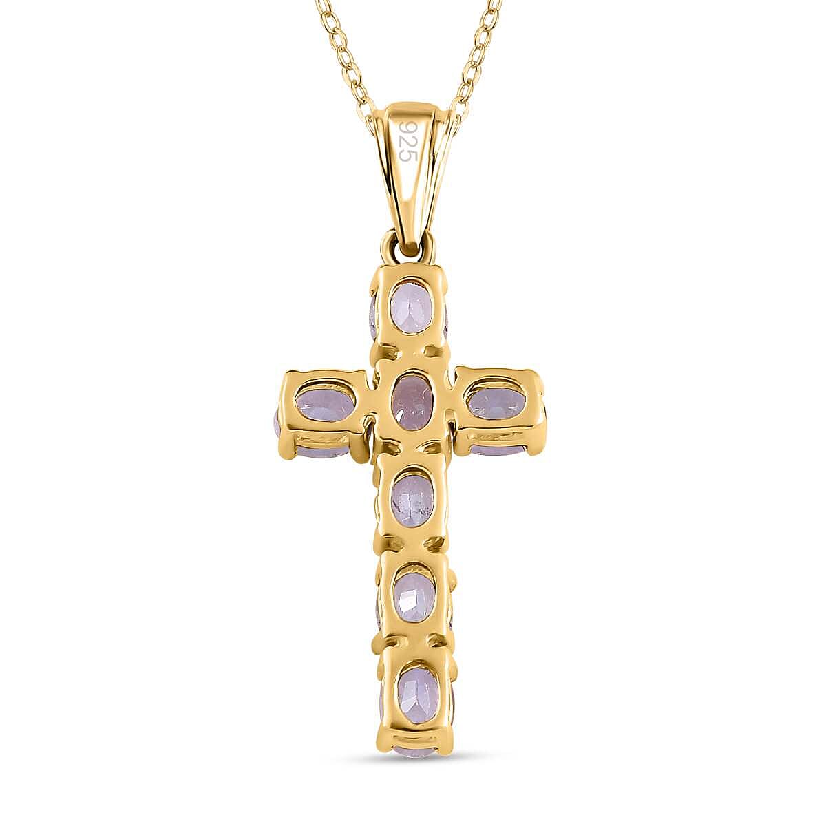 14kt Yellow Gold Necklace with Cross Pendant with online Tanzanite