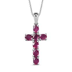 Zambian Emerald Cross Pendant with Chain (Size 20) in Platinum Overlay Sterling Silver 1.064 Ct.
