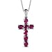 Sleeping Beauty Turquoise Cross Pendant with Chain (Size 20 Inch) in Platinum Overlay Sterling Silver