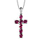 African Amethyst Cross Pendant with Chain (Size 20 Inch) in Platinum Overlay Sterling Silver