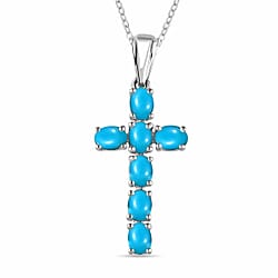 Zambian Emerald Cross Pendant with Chain (Size 20) in Platinum Overlay Sterling Silver 1.064 Ct.