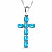 Sleeping Beauty Turquoise Cross Pendant with Chain (Size 20 Inch) in Platinum Overlay Sterling Silver