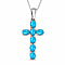 Sleeping Beauty Turquoise Cross Pendant with Chain (Size 20 Inch) in Platinum Overlay Sterling Silver