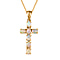 Ethiopian Opal Cross Pendant with Chain (Size 20 Inch) in 18K Vermeil Yellow Gold Sterling Silver