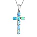 Sleeping Beauty Turquoise Cross Pendant with Chain (Size 20 Inch) in Platinum Overlay Sterling Silver