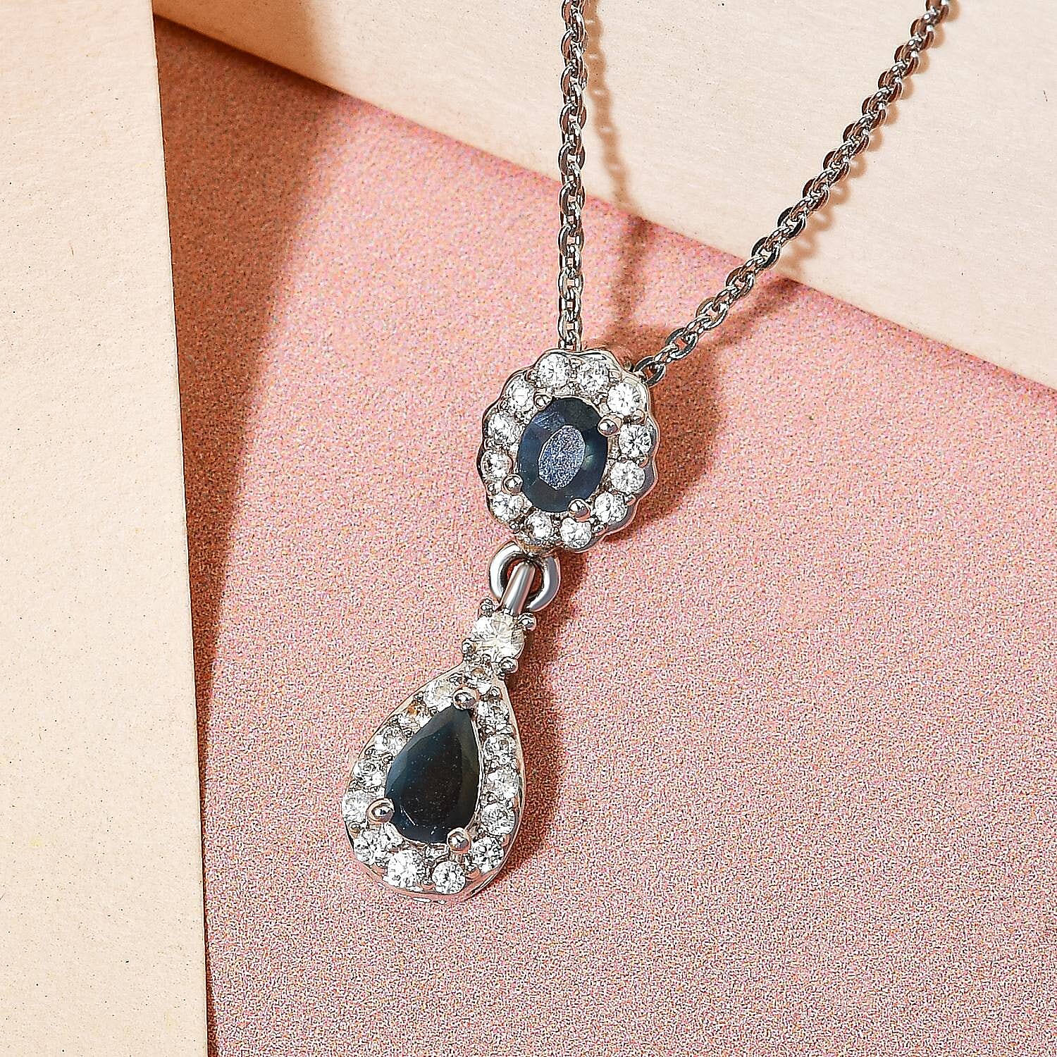 Natural Zircon Clover Pendant with Chain (Size 20) in Platinum Overlay Sterling Silver