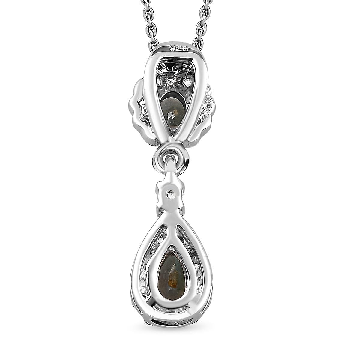 Natural Zircon Clover Pendant with Chain (Size 20) in Platinum Overlay Sterling Silver