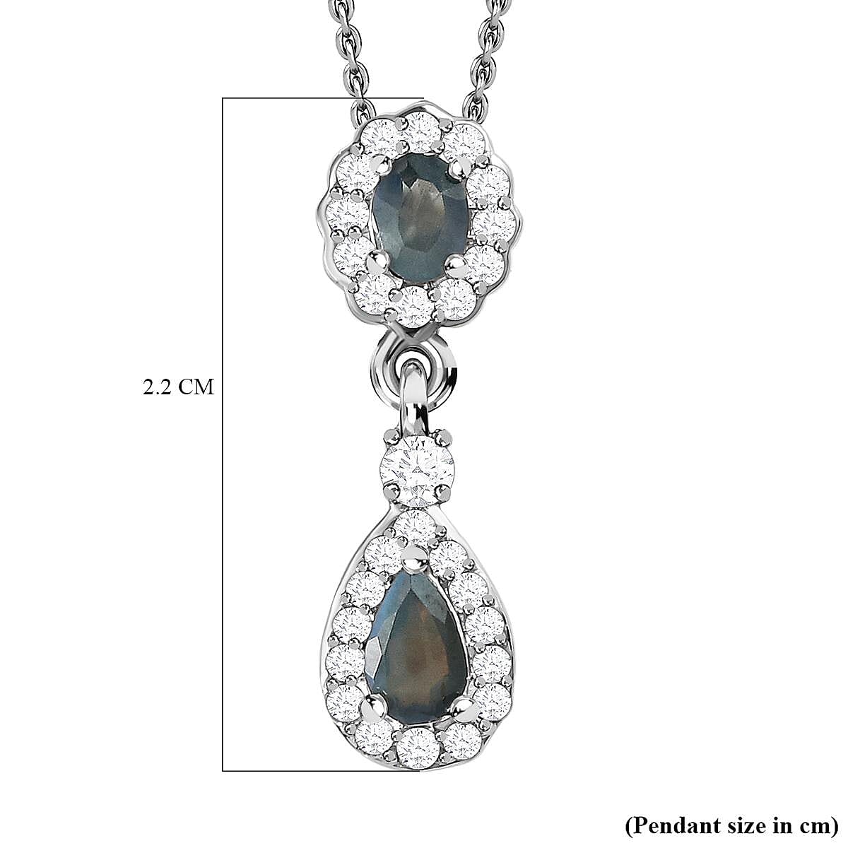 Natural Zircon Clover Pendant with Chain (Size 20) in Platinum Overlay Sterling Silver