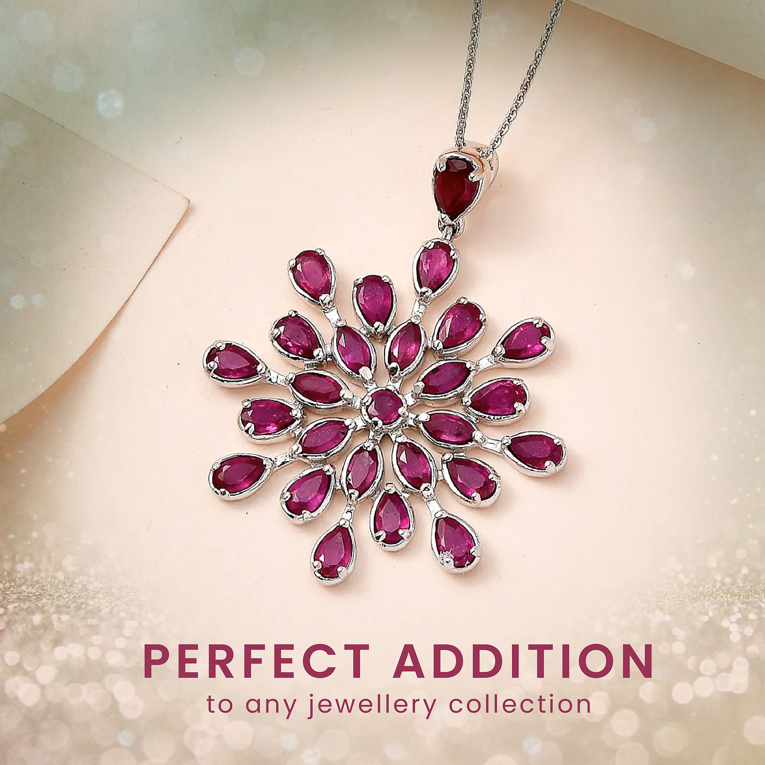 African Ruby Floral Pendant with Chain (Size 20) in Platinum Overlay Sterling Silver 10.30 Ct, Silver Wt. 5.75 Gms