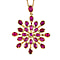 African Ruby Floral Pendant with Chain (Size - 20) in 18K Vermeil Yellow Gold Plated Sterling Silver 10.29 Ct, Silver Wt. 8.11 GM