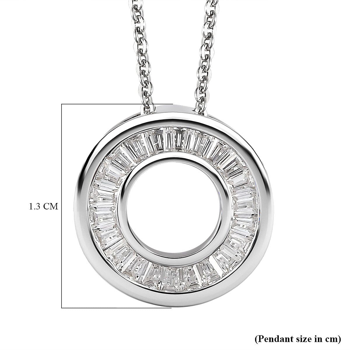 Moissanite Circle of Life Pendant with Chain (Size 20) in Platinum Overlay Sterling Silver