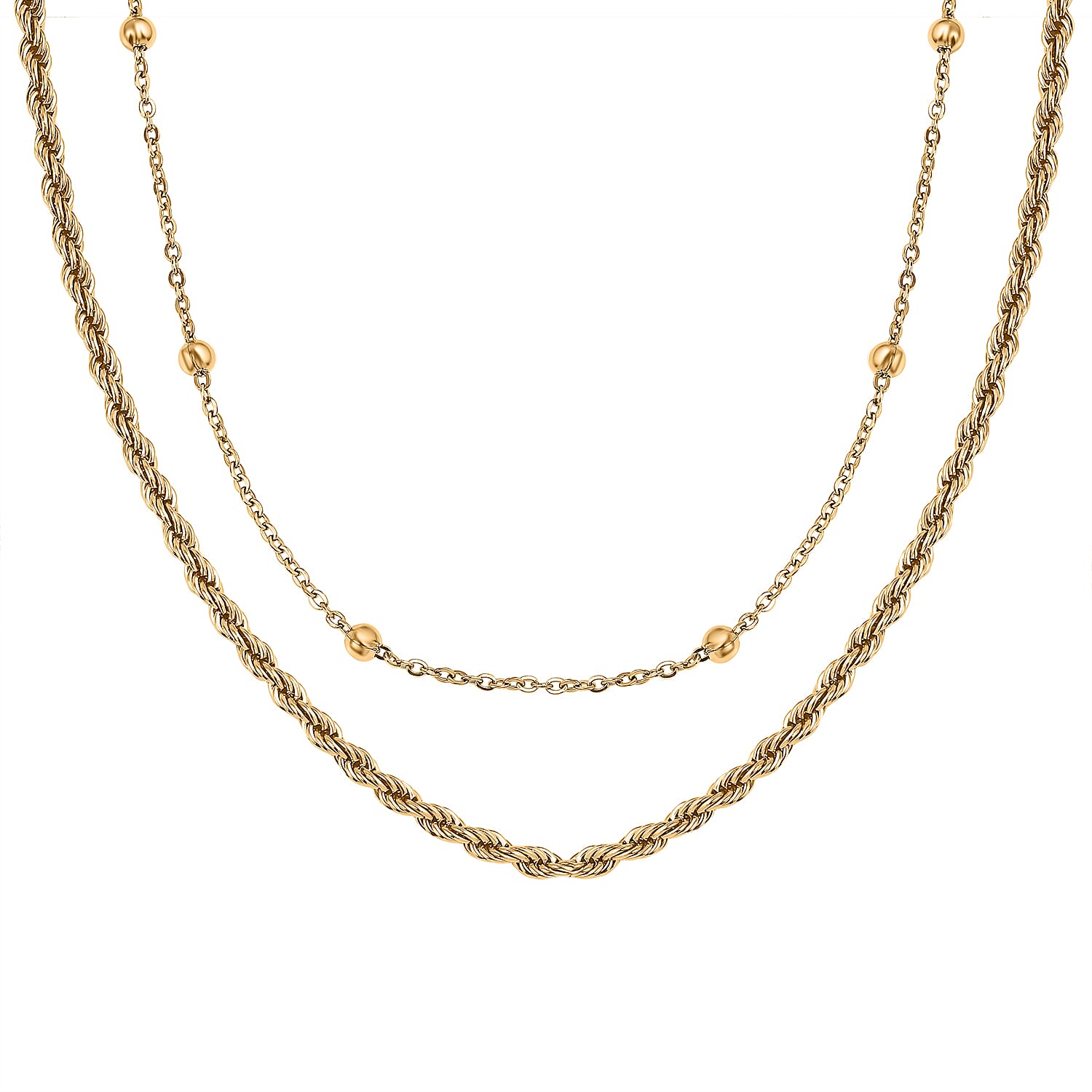 Set of 2 -  NecklaceE Pure White Stainless Steel