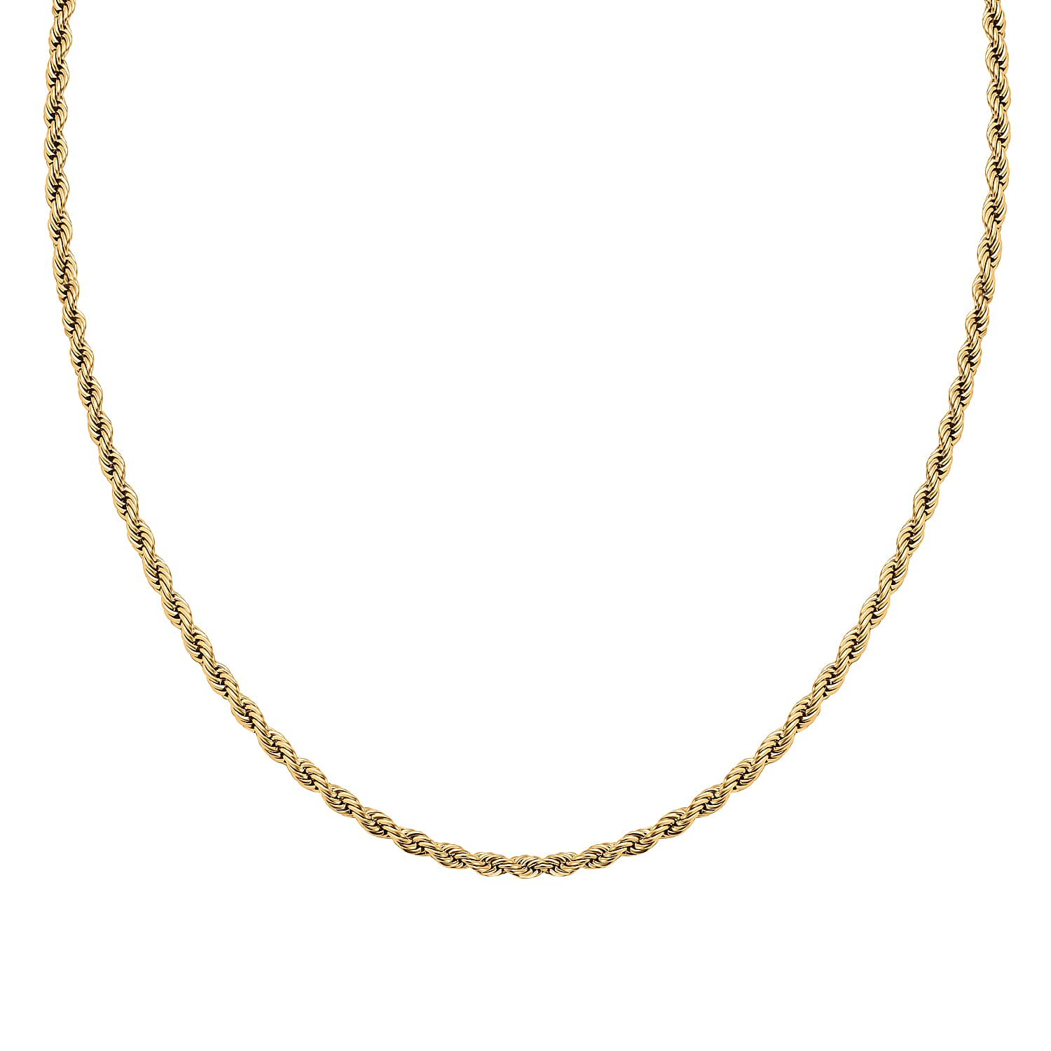 Set of 2 - Paperclip & Rope Necklace in Yellow Plated (Size 22-2 Ext.)