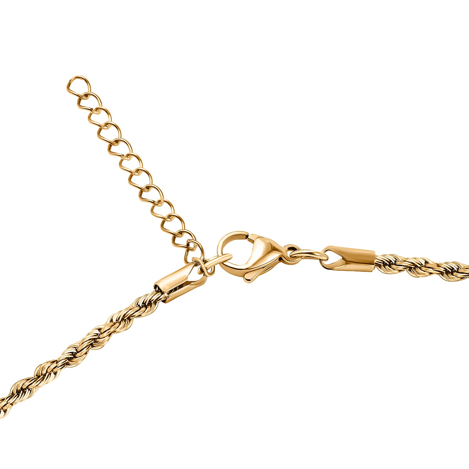 Set of 2 - Paperclip & Rope Necklace in Yellow Plated (Size 22-2 Ext.)