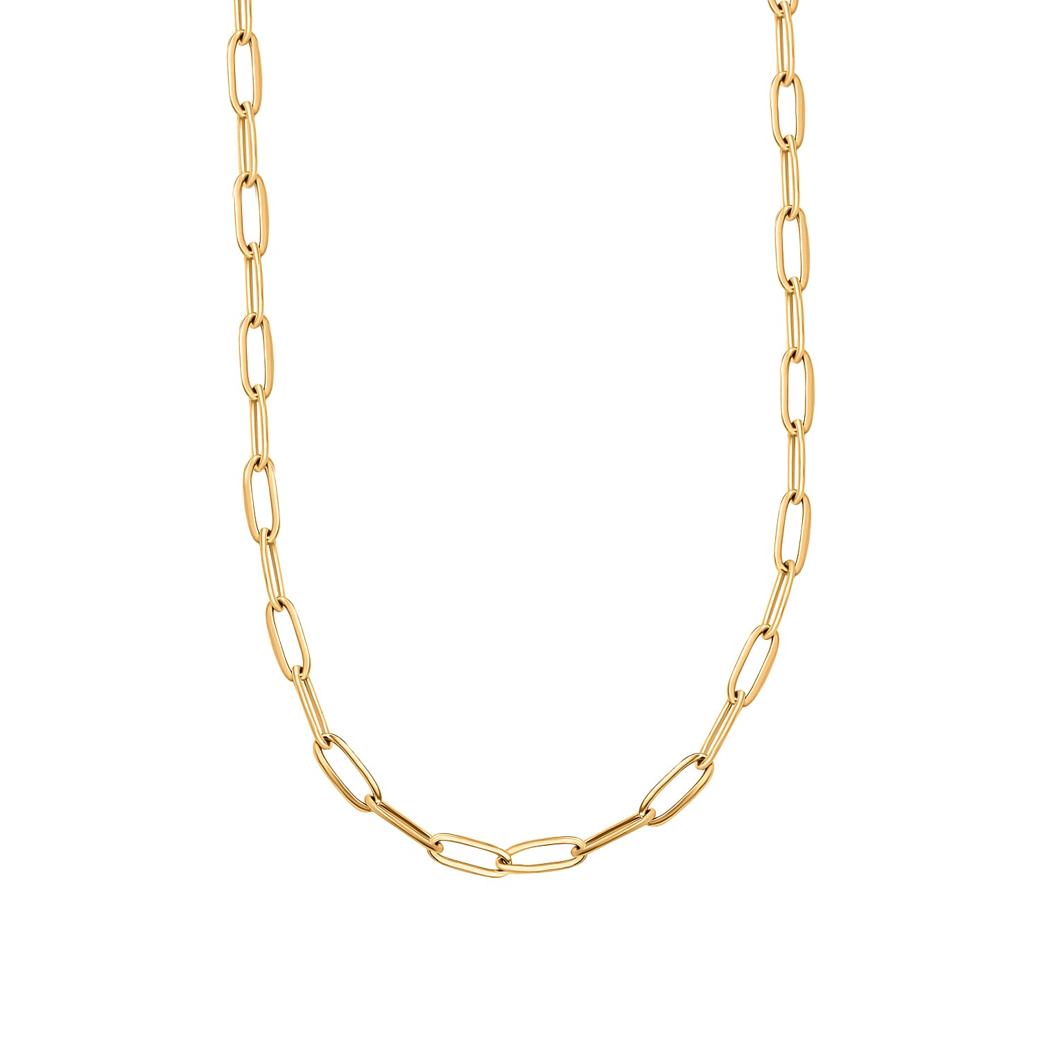 Set of 2 - Paperclip & Rope Necklace in Yellow Plated (Size 22-2 Ext.)