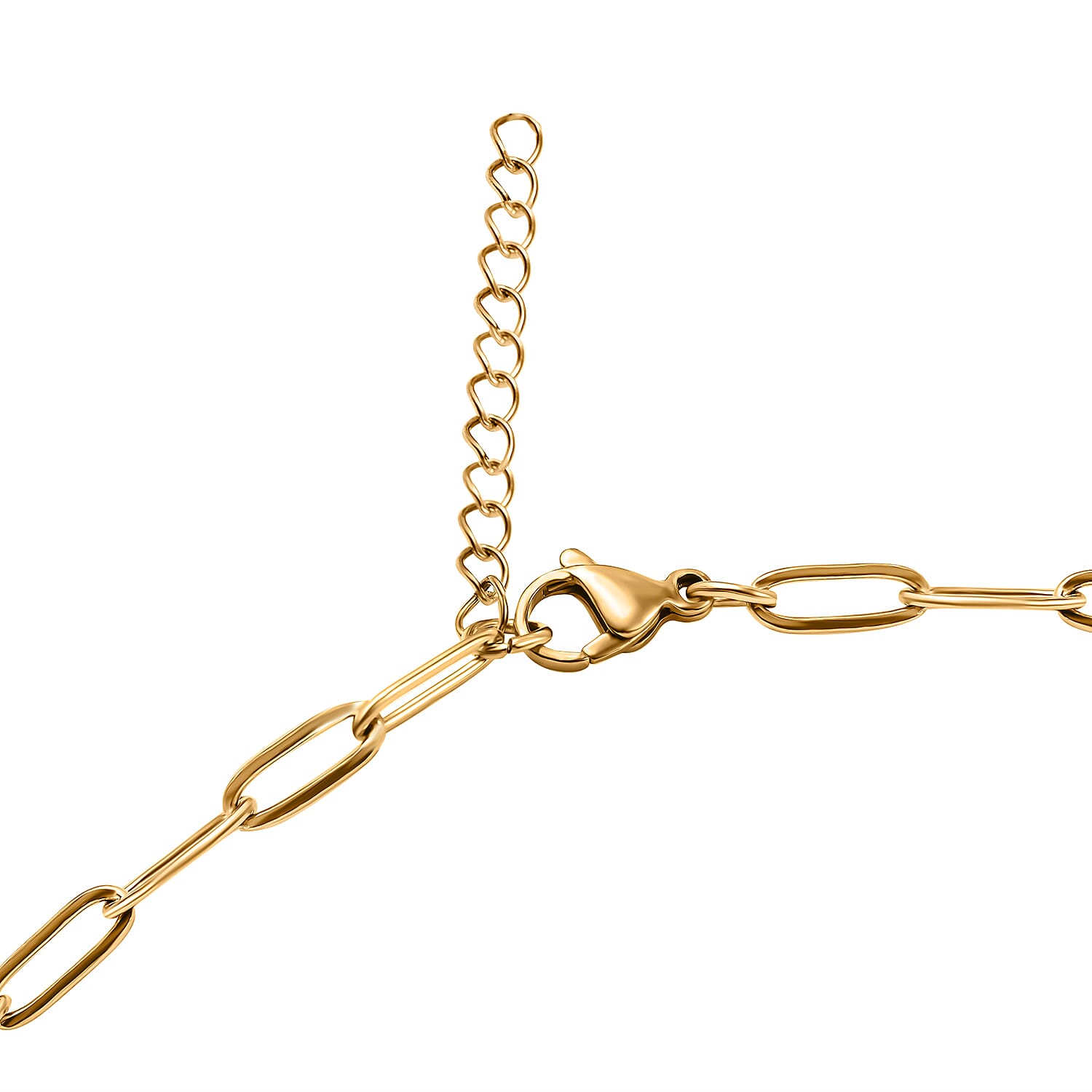 Set of 2 - Paperclip & Rope Necklace in Yellow Plated (Size 22-2 Ext.)