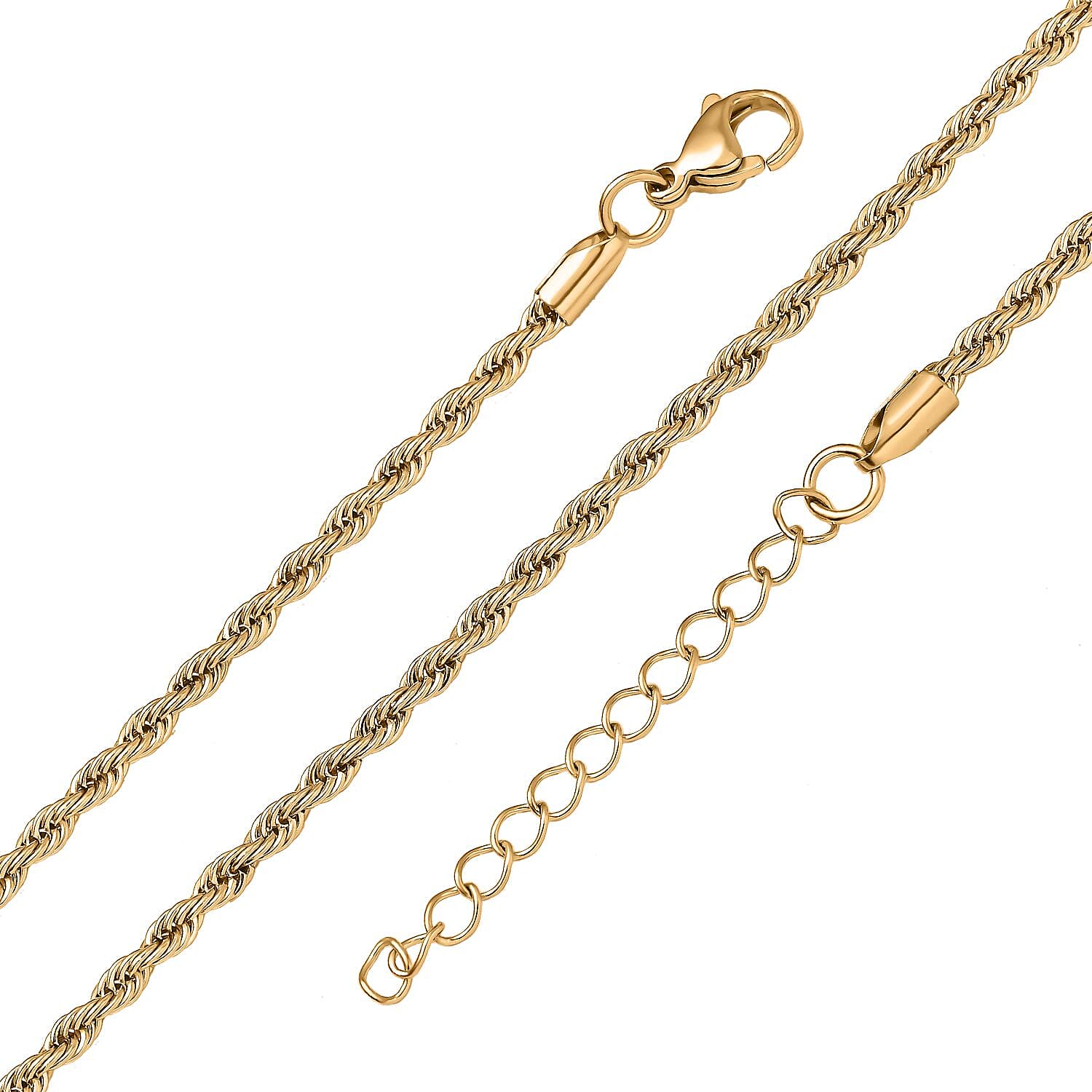 Set of 2 - Paperclip & Rope Necklace in Yellow Plated (Size 22-2 Ext.)