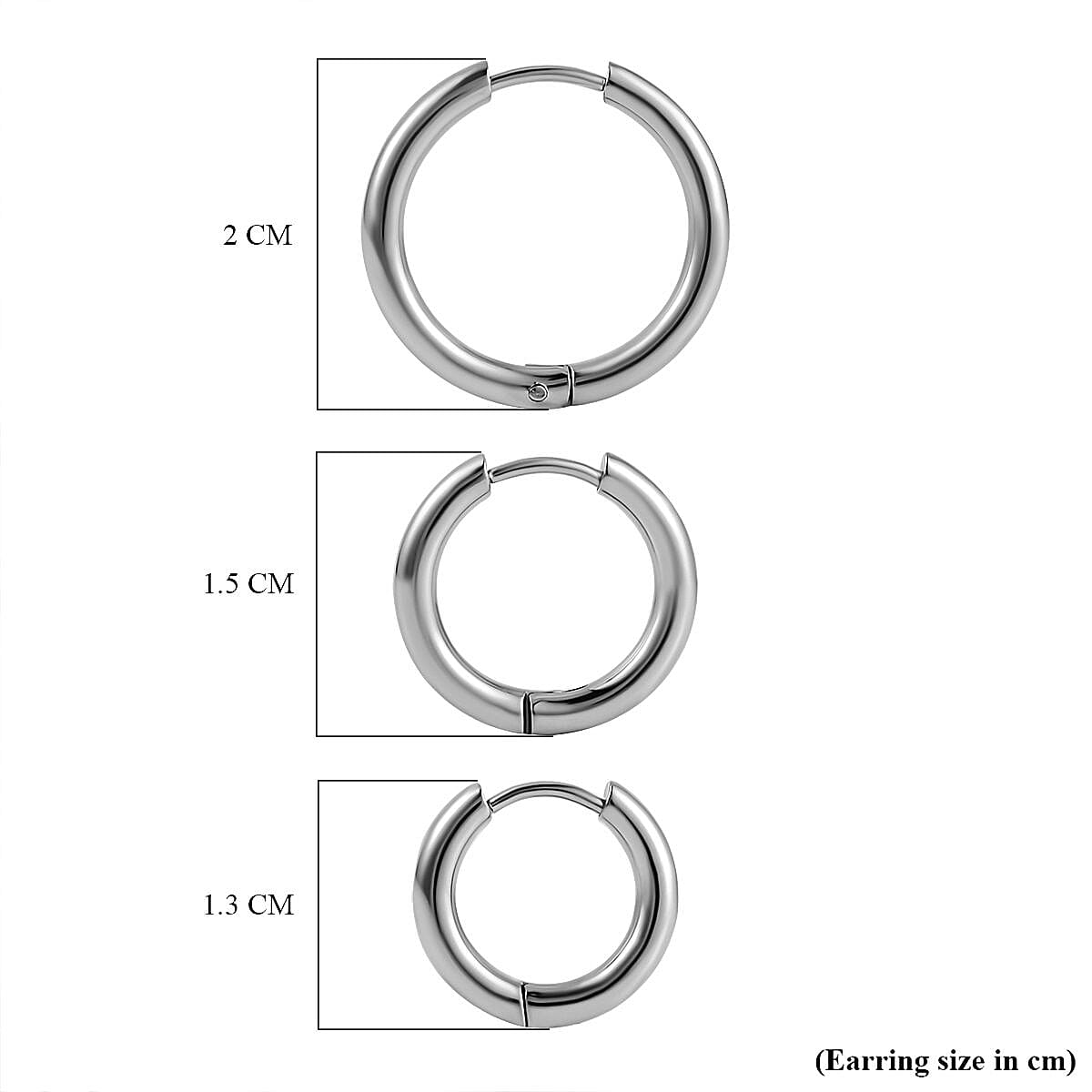 Set of 3 - Stainless Steel Huggie Hoop Earrings