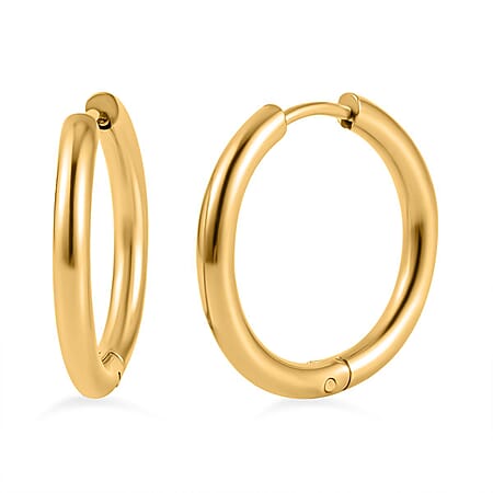 Set of 3 - Stainless Steel Huggie Hoop Earrings in Yellow Gold Tone