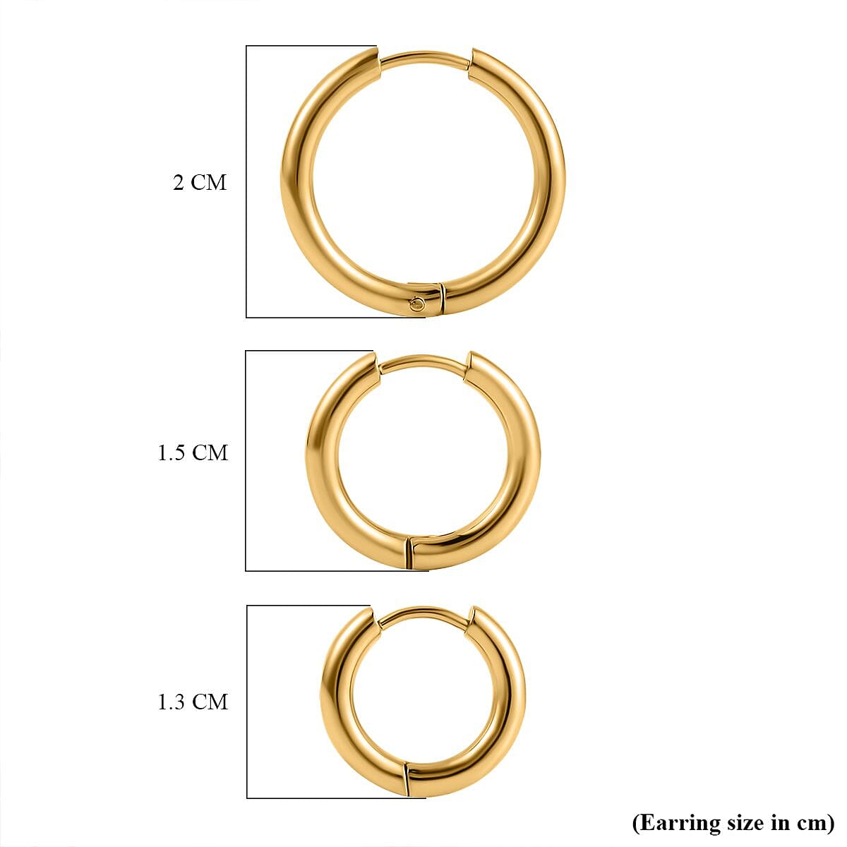 Set of 3 - Huggie Hoop Earrings - Small, Medium, Large Set of 3 - Huggie Hoop Earrings - Small, Medium, Large