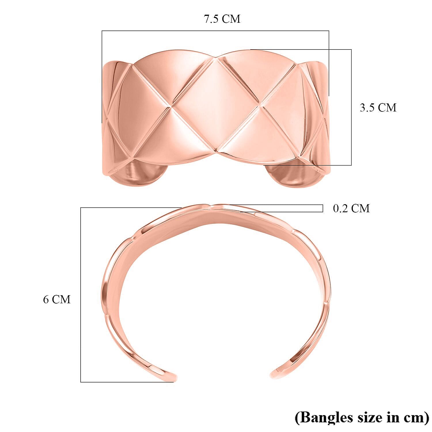 2 Piece Set - Cuff Bangle (Size 7.25) and Earrings in Rose Gold Tone